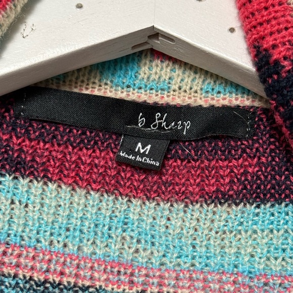 B Sharp Aztec Asymmetrical Hem Open Front Cardigan Mohair Blend Western Country - Picture 5 of 7